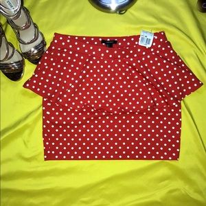 New Forver21  Red Peplum mini Skirt